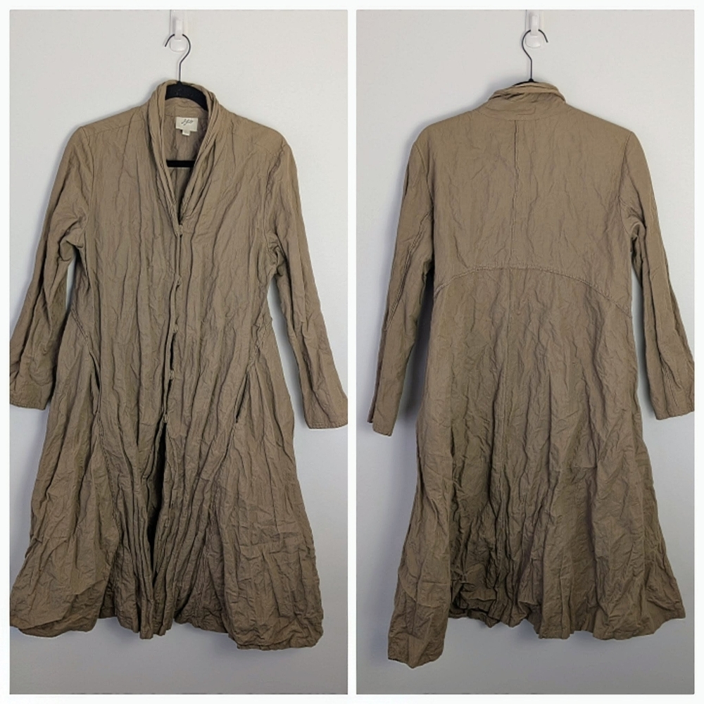 J.Jill Crinkle Parachute Button Front Jacket Size M Lagenlook Neutral